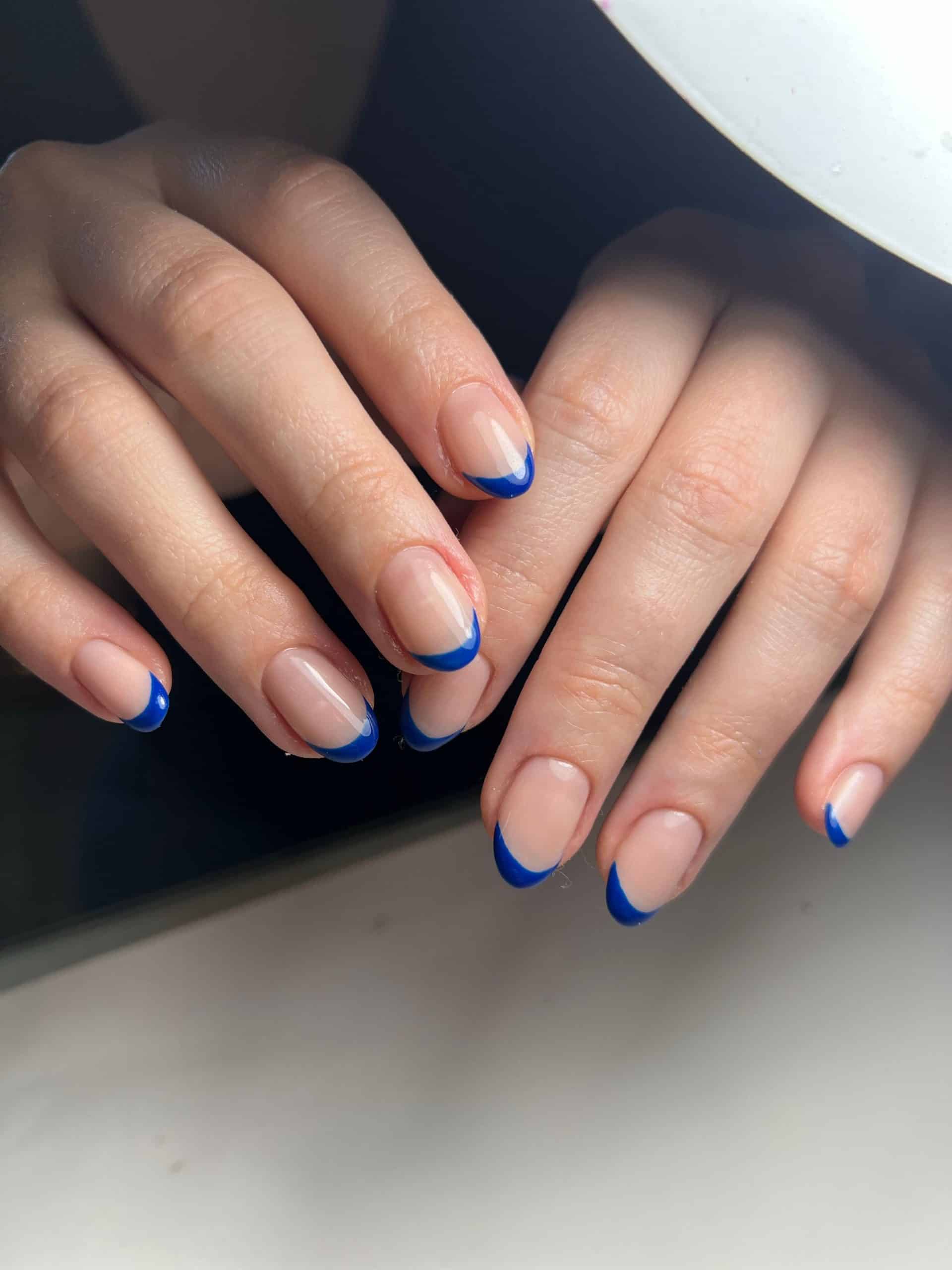 Close-up of a pre-shaped gel tip manicure