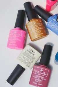 A vibrant selection of UV/LED gel nail polish bottles