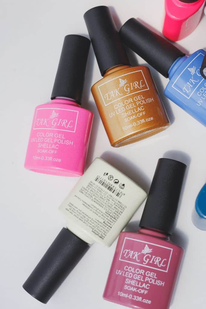 A vibrant selection of UV/LED gel nail polish bottles