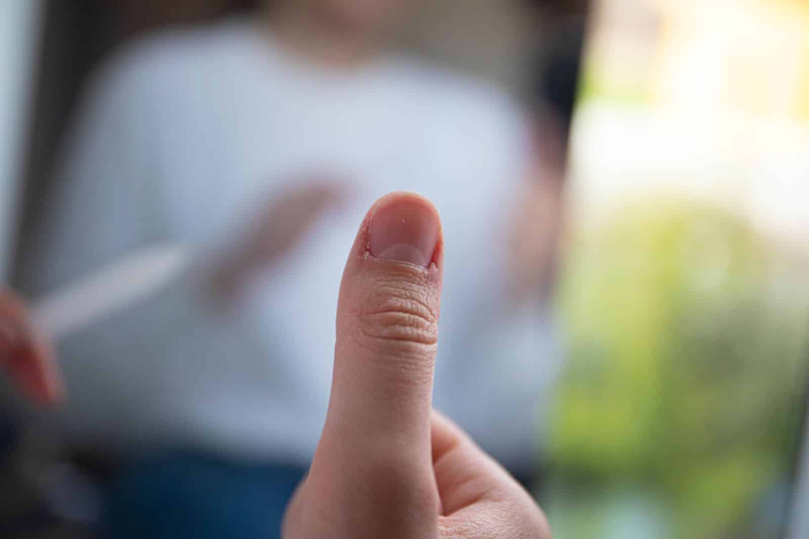 Close-up of a healthy, natural unpolished fingernail