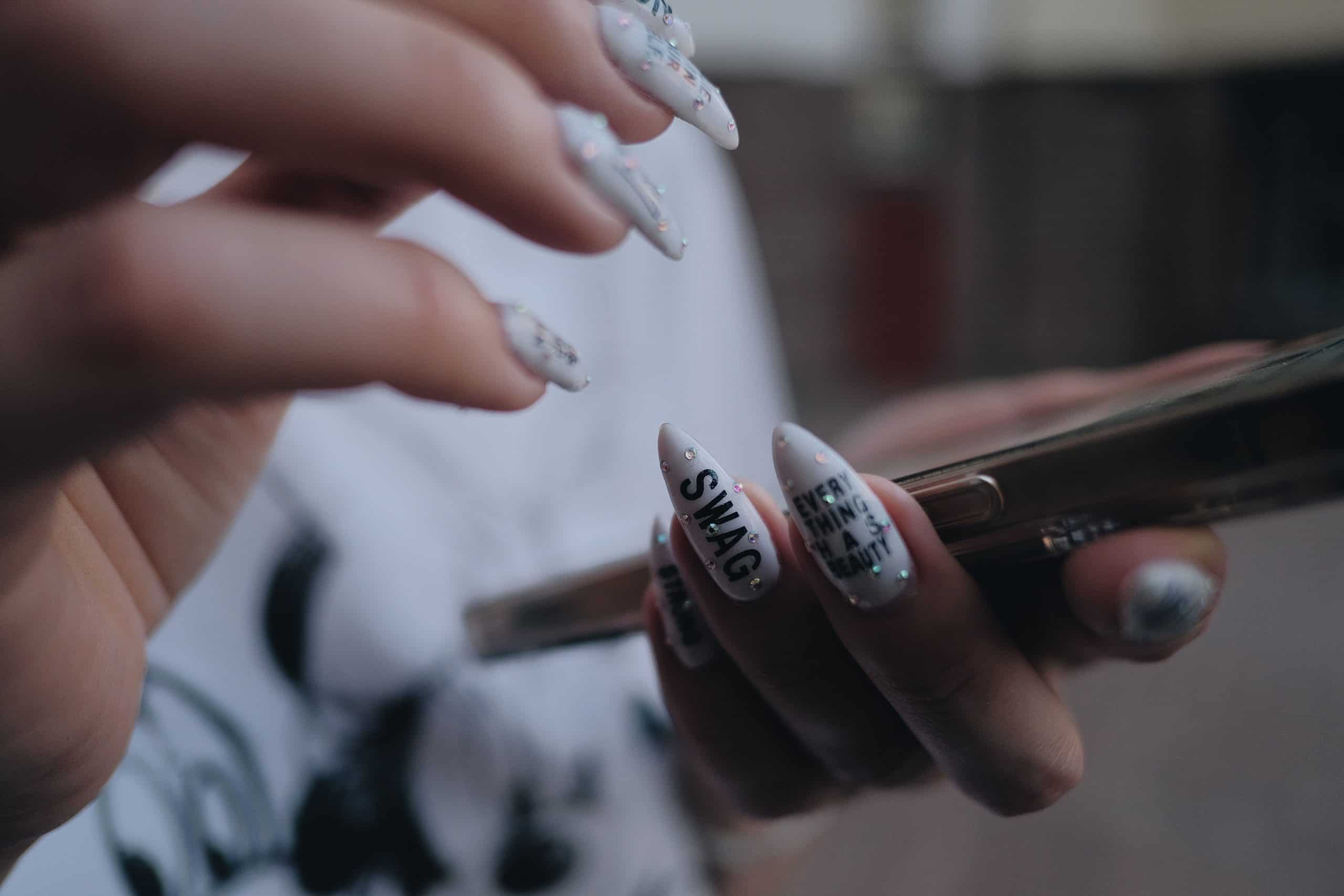 Close-up of natural, healthy nails without polish